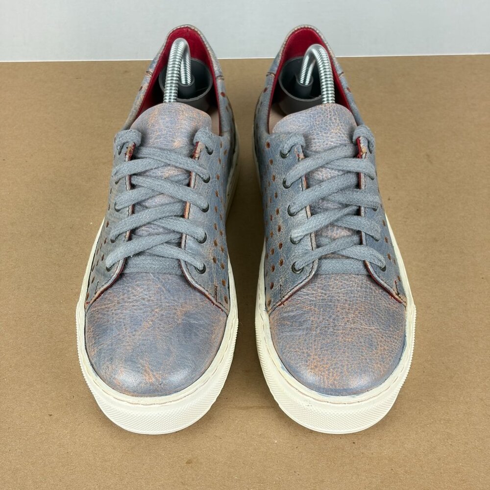 Bed Stu Lyne Perforated Leather Sneakers Womens 7 Blue Red Low Top Lace Up - Picture 2 of 10